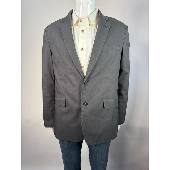 Mens Gray Modern Fit Blazer XL Blue By Cinque 2-Button Cotton Blend - Picture 7 of 16